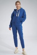 Spodnie damskie dresowe sportowe z gumą w pasie bawełna niebieskie M779