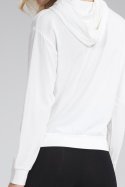 Bluza damska cienka z wiskozy z kapturem i kieszeniami biała M770