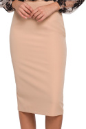 Elegancka sukienka ołówkowa koronkowa góra długi rękaw L XXL beżowa K013