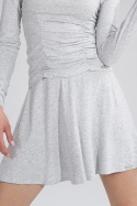 Spódnica rozkloszowana mini z wiskozy z szeroką gumą szary melanż M776