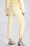 Spodnie damskie sportowe z gumą w pasie bawełniane żółte M778