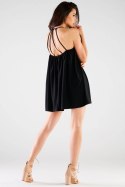 Sukienka mini trapezowa letnia bez rękawów na ramiączkach czarna A427