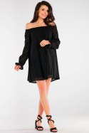 Sukienka rozkloszowana hiszpanka ażurowa letnia mini czarna A435