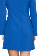 Sukienka na zakładkę z kopertowym dekoltem długi rękaw niebieska M447