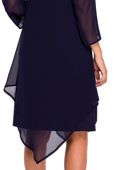 Zwiewna sukienka szyfonowa rozkloszowana boho dekolt V XL granatowa S159 Zwiewna sukienka szyfonowa rozkloszowana boho dekolt V XL granatowa S159