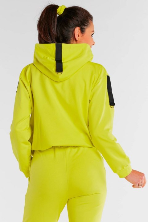 Bluza damska dresowa kangurka z kapturem bawełniana limonkowa M248 Bluza damska dresowa kangurka z kapturem bawełniana limonkowa M248