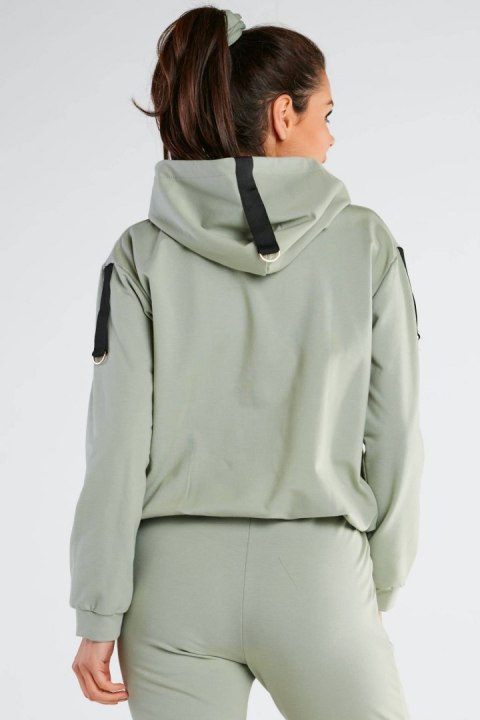 Bluza damska dresowa kangurka z kapturem bawełniana miętowa M248 Bluza damska dresowa kangurka z kapturem bawełniana miętowa M248