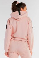 Bluza damska dresowa kangurka z kapturem bawełniana pudrowy róż M248