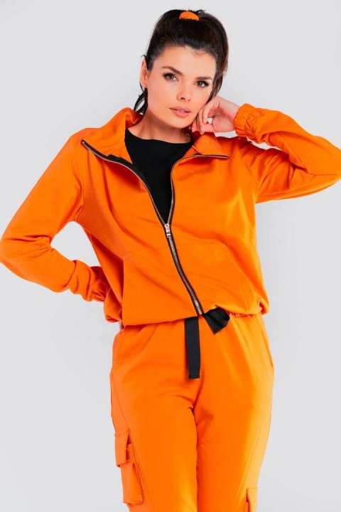Bluza damska dresowa rozpinana bawełniana z kieszeniami pomarańczowa M246 Bluza damska dresowa rozpinana bawełniana z kieszeniami pomarańczowa M246