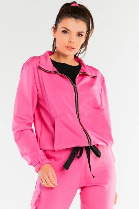Bluza damska dresowa rozpinana bawełniana z kieszeniami różowa M246 Bluza damska dresowa rozpinana bawełniana z kieszeniami różowa M246