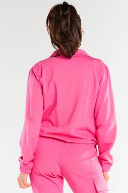 Bluza damska dresowa rozpinana bawełniana z kieszeniami różowa M246