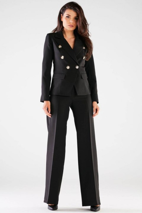 Spodnie damskie eleganckie wysoki stan szerokie nogawki czarne A442 Spodnie damskie eleganckie wysoki stan szerokie nogawki czarne A442
