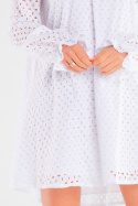 Sukienka rozkloszowana hiszpanka ażurowa letnia mini biała A435