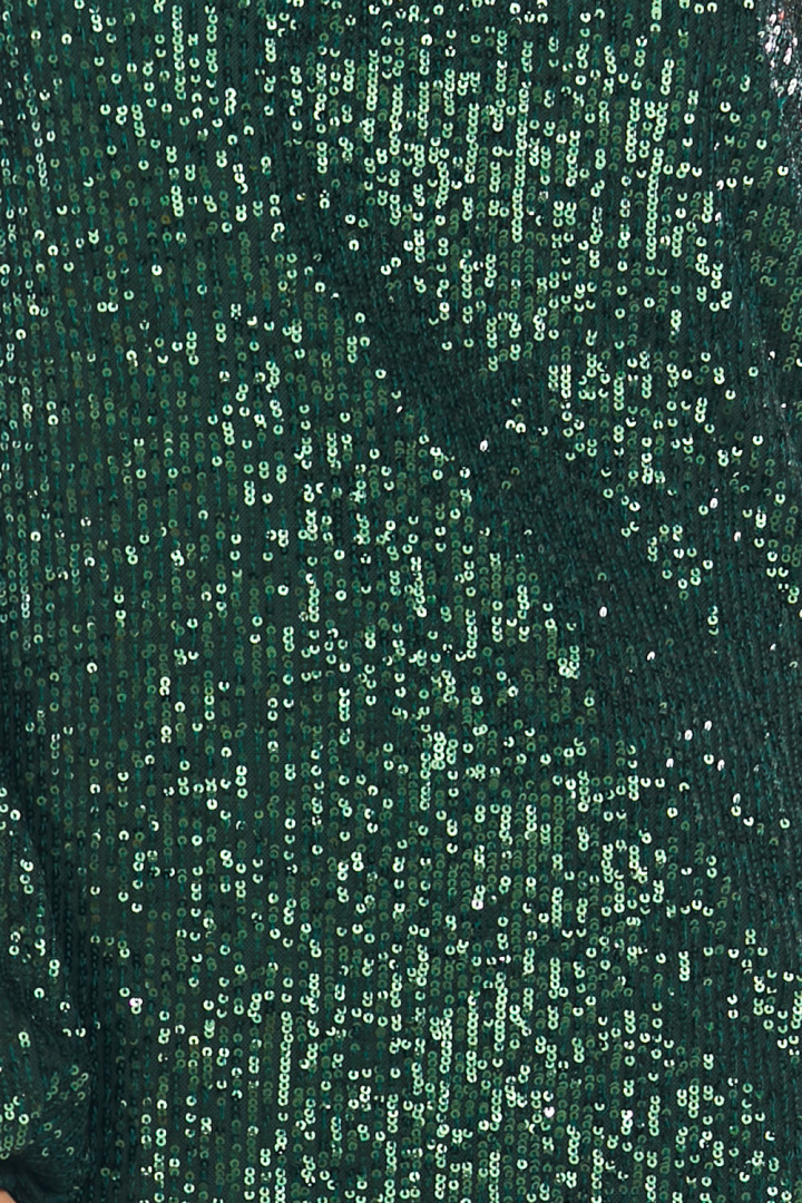 Sukienka cekinowa midi z dekoltem V na plecach zielona A402