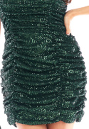 Sukienka cekinowa mini dopasowana bez ramion zielona A401
