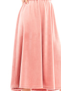 Sukienka welurowa midi lekko rozkloszowana rękaw 3/4 różowa A407