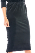 Sukienka welurowa mini i midi z gumką w talii czarna A405