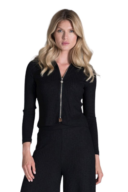 Bluza damska krótka rozpinana lejąca z wiskozą czarna M823 Bluza damska krótka rozpinana lejąca z wiskozą czarna M823