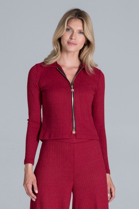 Bluza damska krótka rozpinana lejąca z wiskozą czerwona M823 Bluza damska krótka rozpinana lejąca z wiskozą czerwona M823