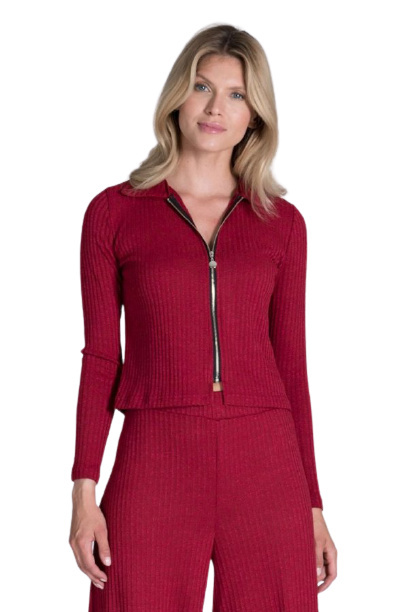 Bluza damska krótka rozpinana lejąca z wiskozą czerwona M823 Bluza damska krótka rozpinana lejąca z wiskozą czerwona M823