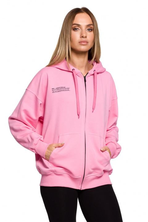 Bluza damska dzianinowa dresowa oversize rozpinana różowa me614 Bluza damska dzianinowa dresowa oversize rozpinana różowa me614
