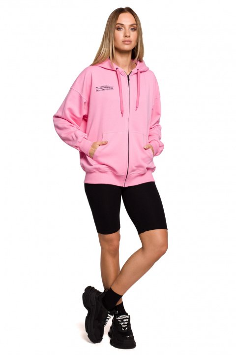 Bluza damska dzianinowa dresowa oversize rozpinana różowa me614 Bluza damska dzianinowa dresowa oversize rozpinana różowa me614