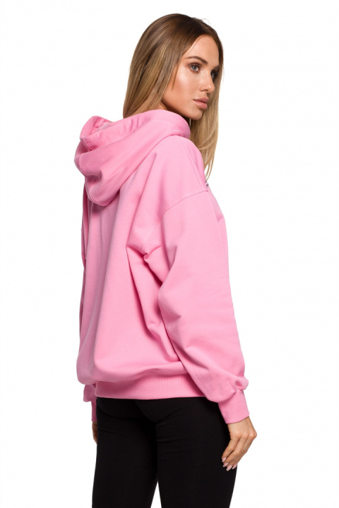 Bluza damska dzianinowa dresowa oversize rozpinana różowa me614 Bluza damska dzianinowa dresowa oversize rozpinana różowa me614