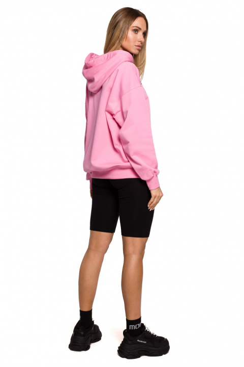 Bluza damska dzianinowa dresowa oversize rozpinana różowa me614 Bluza damska dzianinowa dresowa oversize rozpinana różowa me614