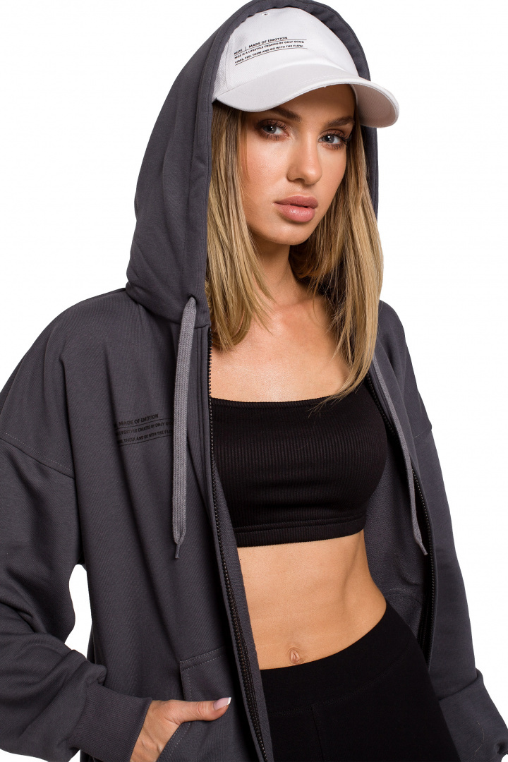 Bluza damska dzianinowa dresowa oversize rozpinana stalowa me614 Bluza damska dzianinowa dresowa oversize rozpinana stalowa me614