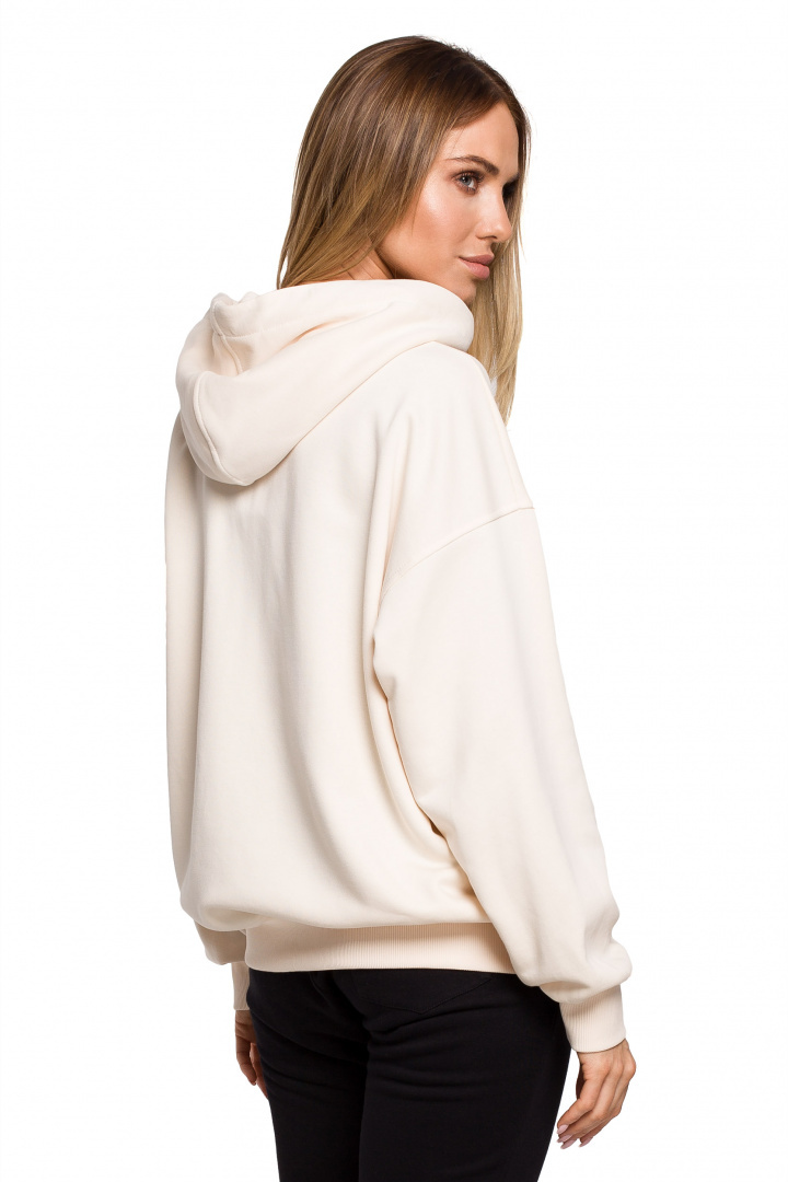 Bluza damska dzianinowa dresowa oversize rozpinana waniliowa me614 Bluza damska dzianinowa dresowa oversize rozpinana waniliowa me614