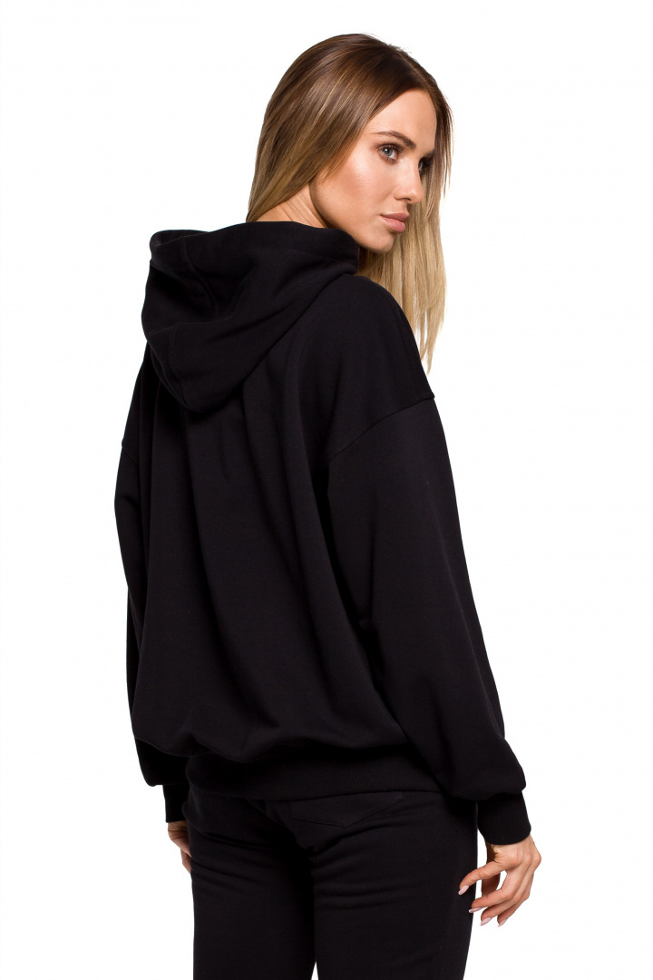 Bluza damska dzianinowa dresowa oversize rozpinana czarna me614 Bluza damska dzianinowa dresowa oversize rozpinana czarna me614