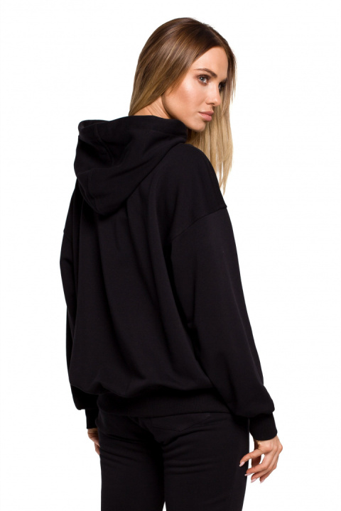 Bluza damska dzianinowa dresowa oversize rozpinana czarna me614 Bluza damska dzianinowa dresowa oversize rozpinana czarna me614