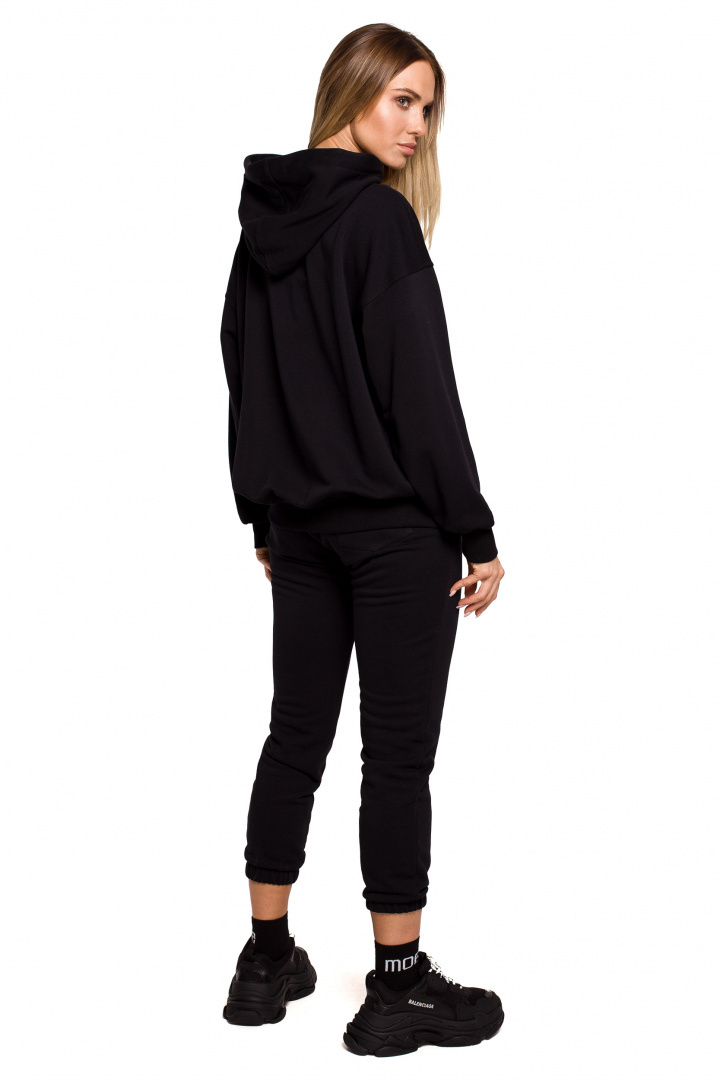 Bluza damska dzianinowa dresowa oversize rozpinana czarna me614 Bluza damska dzianinowa dresowa oversize rozpinana czarna me614