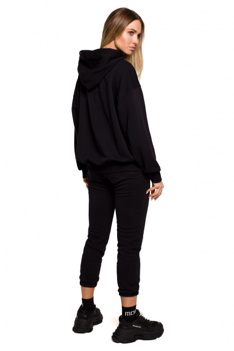 Bluza damska dzianinowa dresowa oversize rozpinana czarna me614 Bluza damska dzianinowa dresowa oversize rozpinana czarna me614