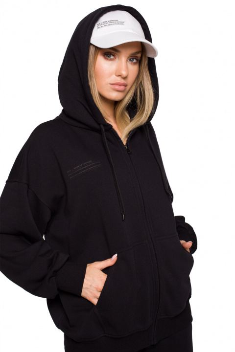 Bluza damska dzianinowa dresowa oversize rozpinana czarna me614 Bluza damska dzianinowa dresowa oversize rozpinana czarna me614