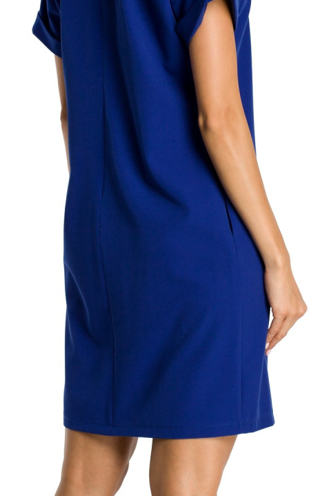 Elegancka sukienka mini luźna z krótkim rękawem chabrowa L me337 Elegancka sukienka mini luźna z krótkim rękawem chabrowa L me337
