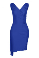Sukienka asymetryczna ołówkowa bez rękawów z dekoltem V niebieska L M053