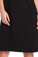 Sukienka midi z wiskozy z falbankami i krótkim rękawem czarna XXL B035