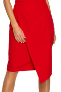 Sukienka ołówkowa gorsetowa midi z odkrytymi ramionami czerwona r.L me409