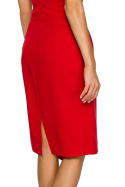 Sukienka ołówkowa gorsetowa midi z odkrytymi ramionami czerwona r.L me409