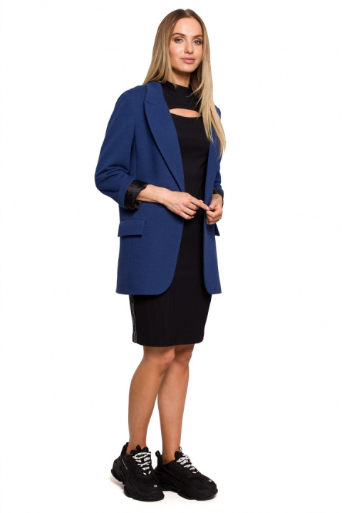 Żakiet damski boyfriend dzianinowy oversize bez zapięcia atramentowy me612 Żakiet damski boyfriend dzianinowy oversize bez zapięcia atramentowy me612