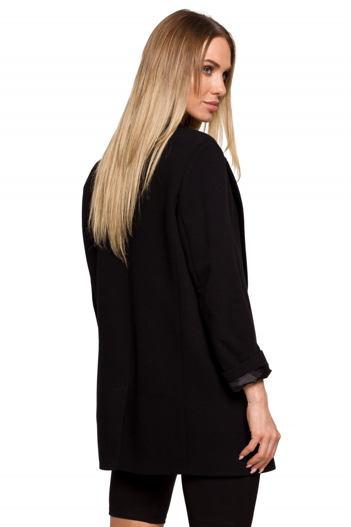 Żakiet damski boyfriend dzianinowy oversize bez zapięcia czarny me612 Żakiet damski boyfriend dzianinowy oversize bez zapięcia czarny me612