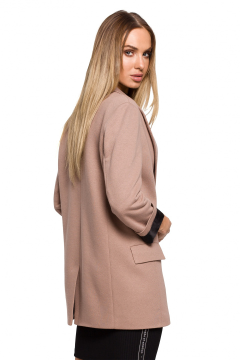 Żakiet damski boyfriend dzianinowy oversize bez zapięcia cappuccino me612 Żakiet damski boyfriend dzianinowy oversize bez zapięcia cappuccino me612