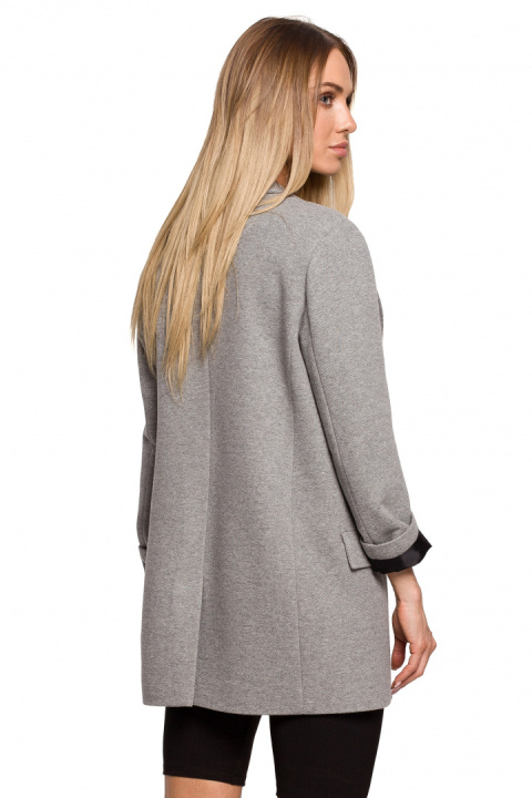 Żakiet damski boyfriend dzianinowy oversize bez zapięcia szary me612 Żakiet damski boyfriend dzianinowy oversize bez zapięcia szary me612