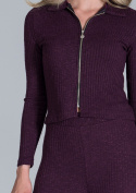 Bluza damska krótka rozpinana lejąca z wiskozą fioletowa M823