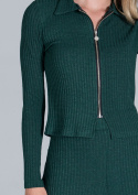 Bluza damska krótka rozpinana lejąca z wiskozą zielona M823