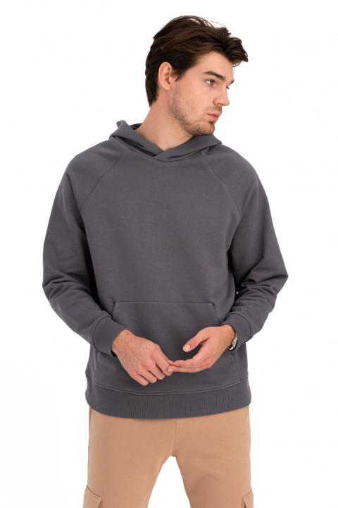 Bluza damska kangurka dresowa z kapturem i ściągaczem antracytowa B198 Bluza damska kangurka dresowa z kapturem i ściągaczem antracytowa B198