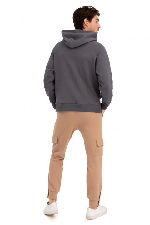Bluza damska kangurka dresowa z kapturem i ściągaczem antracytowa B198 Bluza damska kangurka dresowa z kapturem i ściągaczem antracytowa B198