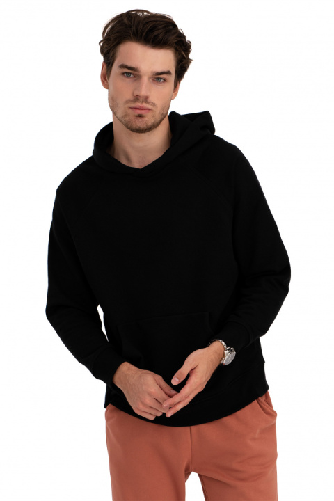 Bluza damska kangurka dresowa z kapturem i ściągaczem czarna B198 Bluza damska kangurka dresowa z kapturem i ściągaczem czarna B198