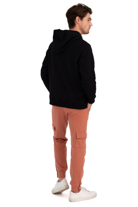 Bluza damska kangurka dresowa z kapturem i ściągaczem czarna B198 Bluza damska kangurka dresowa z kapturem i ściągaczem czarna B198
